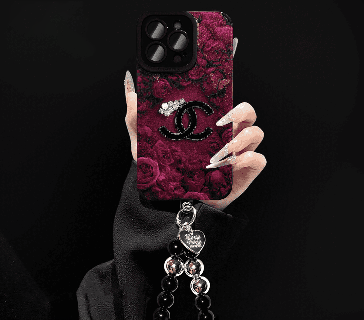 Luxury Velvet Rose Case for iPhone – Full-Lens Protection