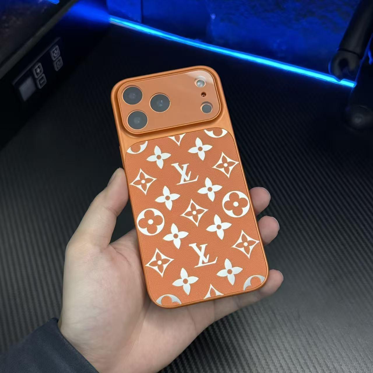 Luxury Monogram Pattern Leather Phone Case with Full Camera Protection