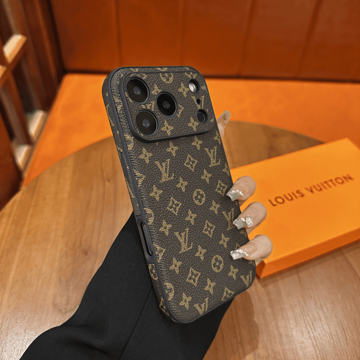 Premium Patterned Leather Protective Case for iPhone – Slide Camera Cover Design