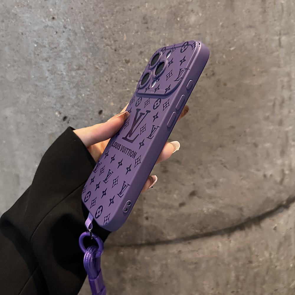 Luxury Embossed Pattern IPhone Case With Detachable Wrist Strap