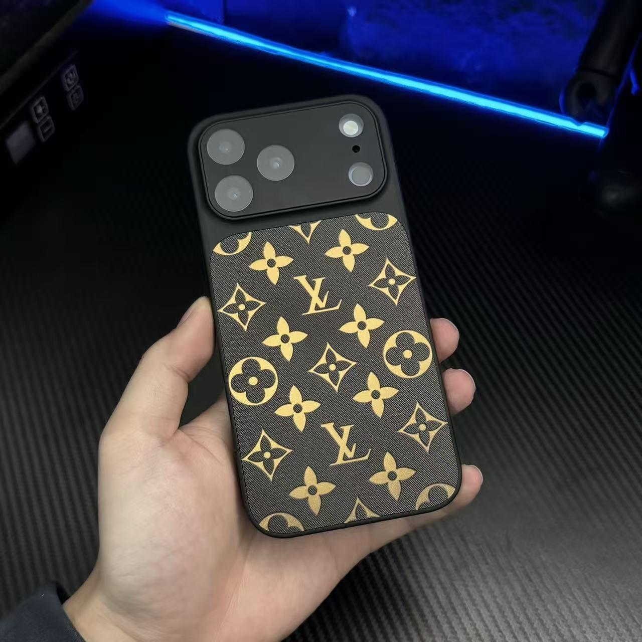 Luxury Monogram Pattern Leather Phone Case with Full Camera Protection