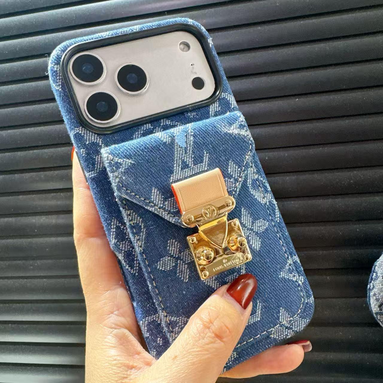 Luxury-Inspired Leather Card Pocket iPhone Case