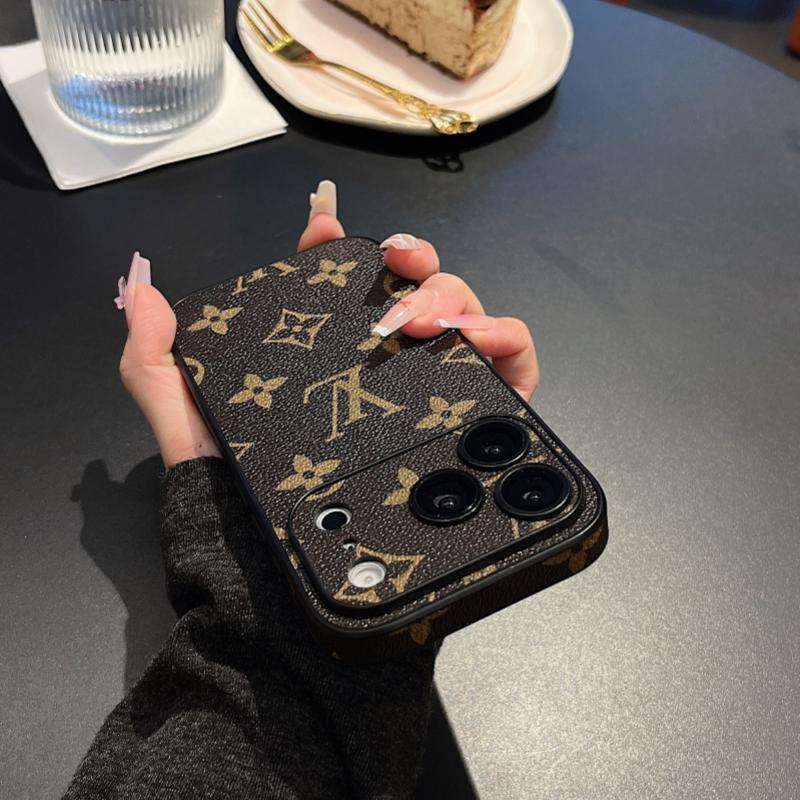 Premium Monogram Leather-Texture iPhone Case