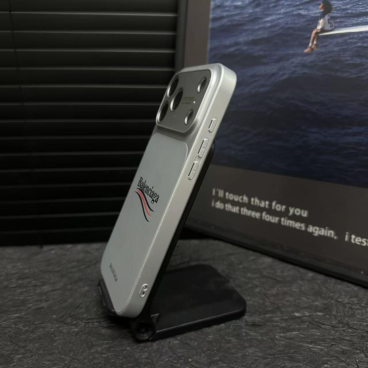 Balenciaga-Inspired Matte Protective iPhone Case with Full-Lens Protection