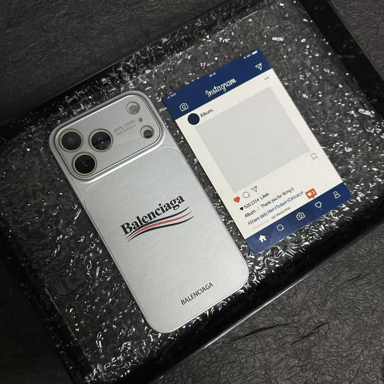 Balenciaga-Inspired Matte Protective iPhone Case with Full-Lens Protection