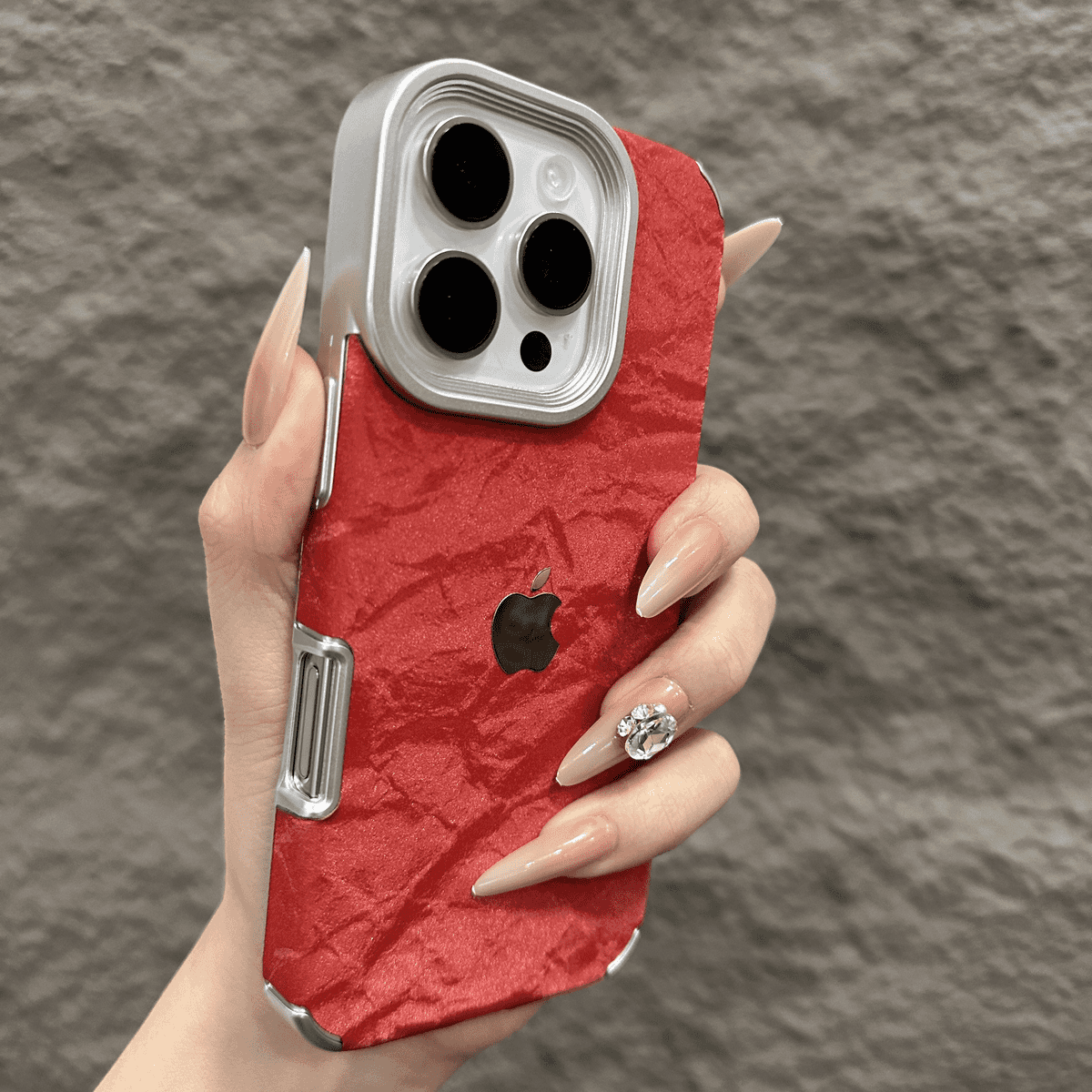 Velvet Snow Texture iPhone Case with Electroplated Frame