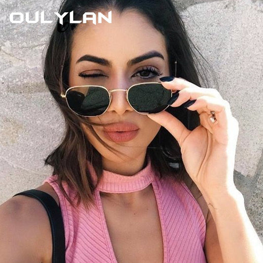Oulylan Vintage Polygon Sonnenbrille Frauen Männer Marke Metall Rahmen Sonnenbrille Damen UV400 Weibliche Luxus Polygonale Sonnenbrille Männlich