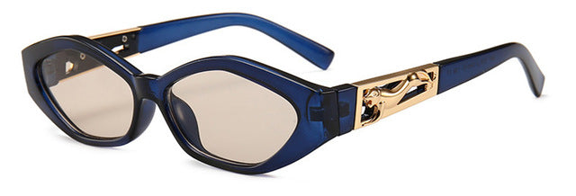 SHAUNA gyémánt éles divat fém ugró gepárd dekoráció divat női kis macskaszem napszemüveg