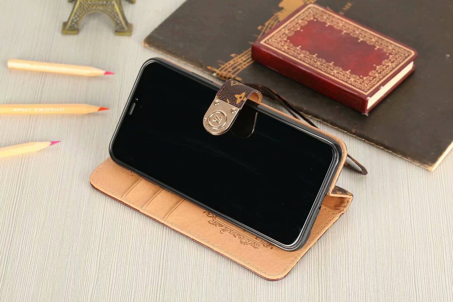 Lou Monogram Wallet Case for Samsung – Black Checkerboard