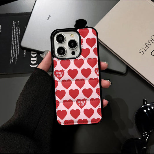 Pink or Blue Heart Puffer iPhone case