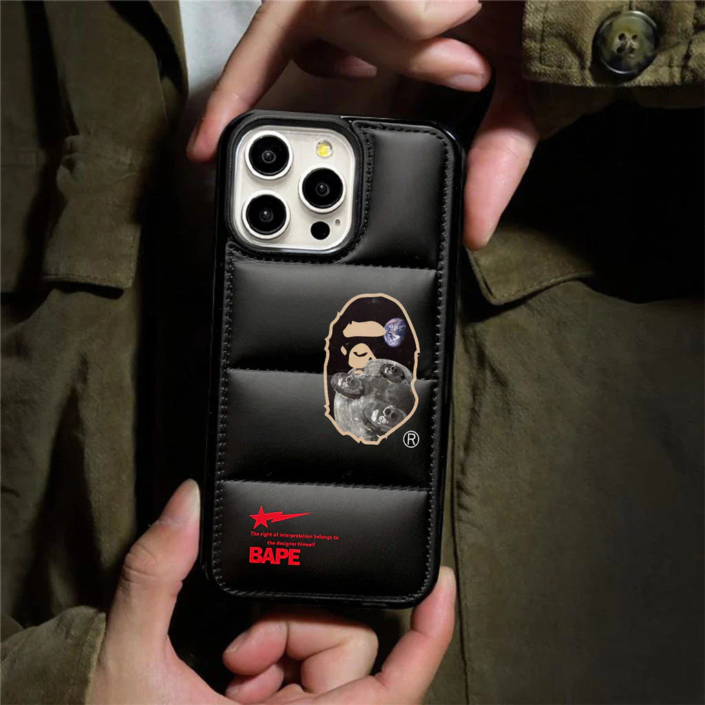 Metallic Ape Design Down Filled Puffer Phone case
