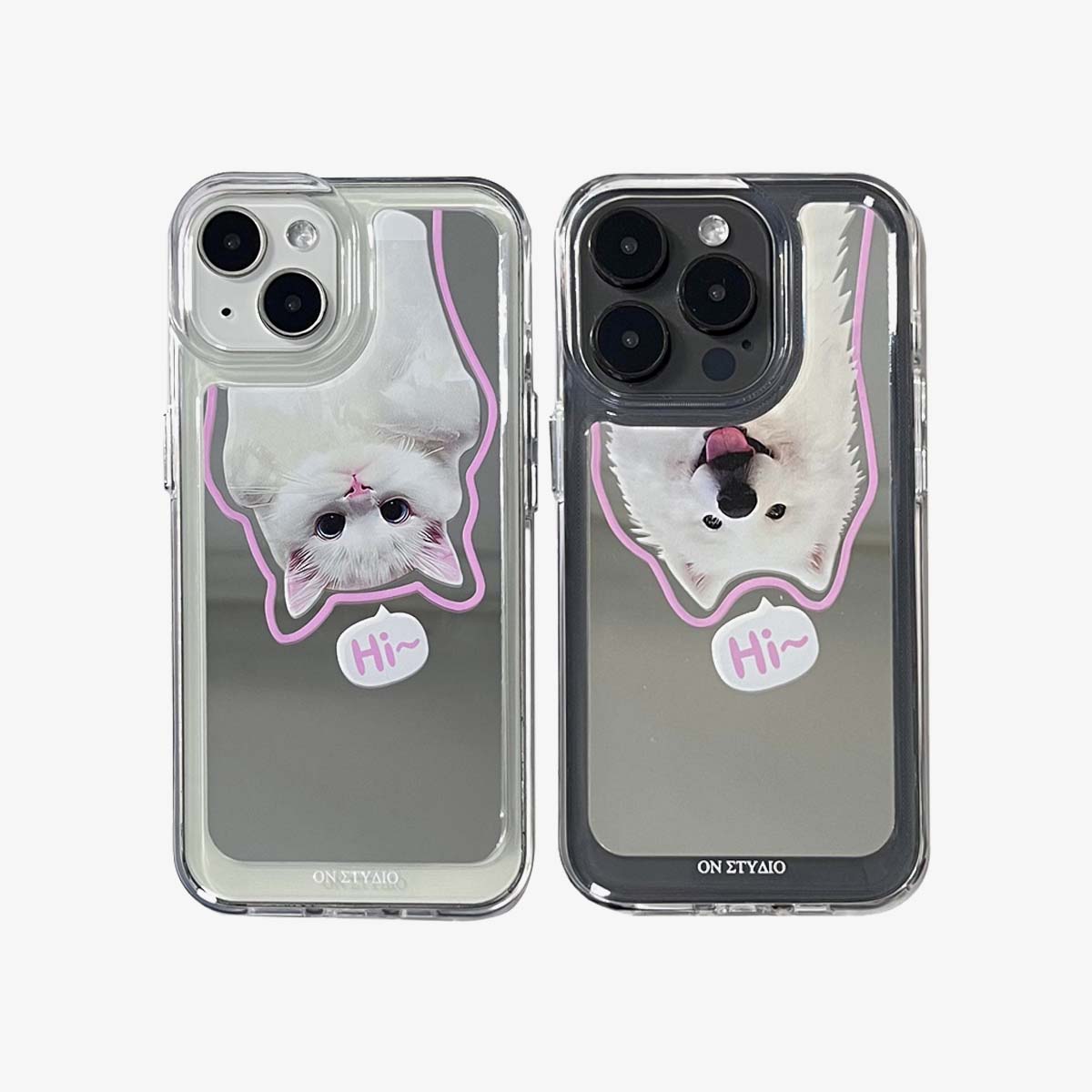 Spejl iPhone-cover | Par katte & Hunde Hej (Køb 2 og få 50% rabat på den ene)