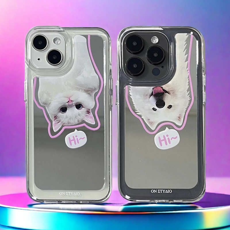 Spejl iPhone-cover | Par katte & Hunde Hej (Køb 2 og få 50% rabat på den ene)