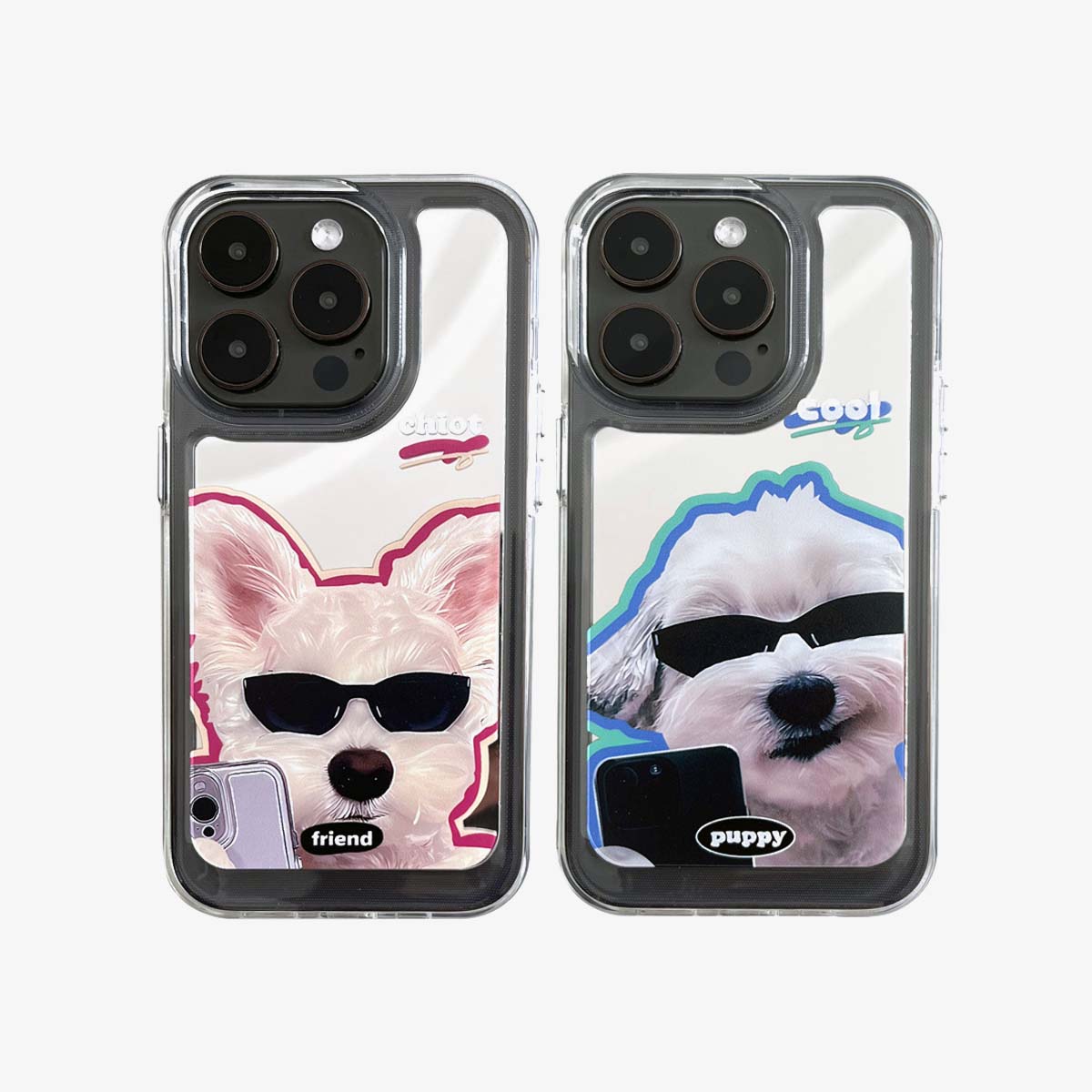 Tükör iPhone tok | Couple Dogs önkioldó (vásároljon 2 darabot, és 50% kedvezményt kap egy)