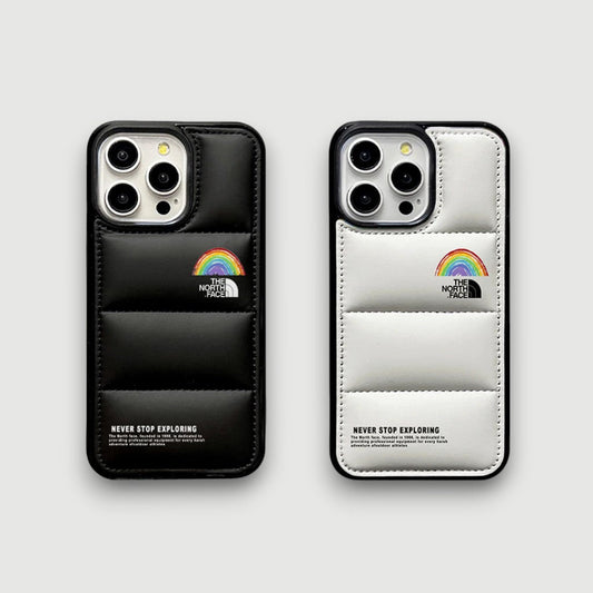 Never Stop Exploring Puffer iPhone case