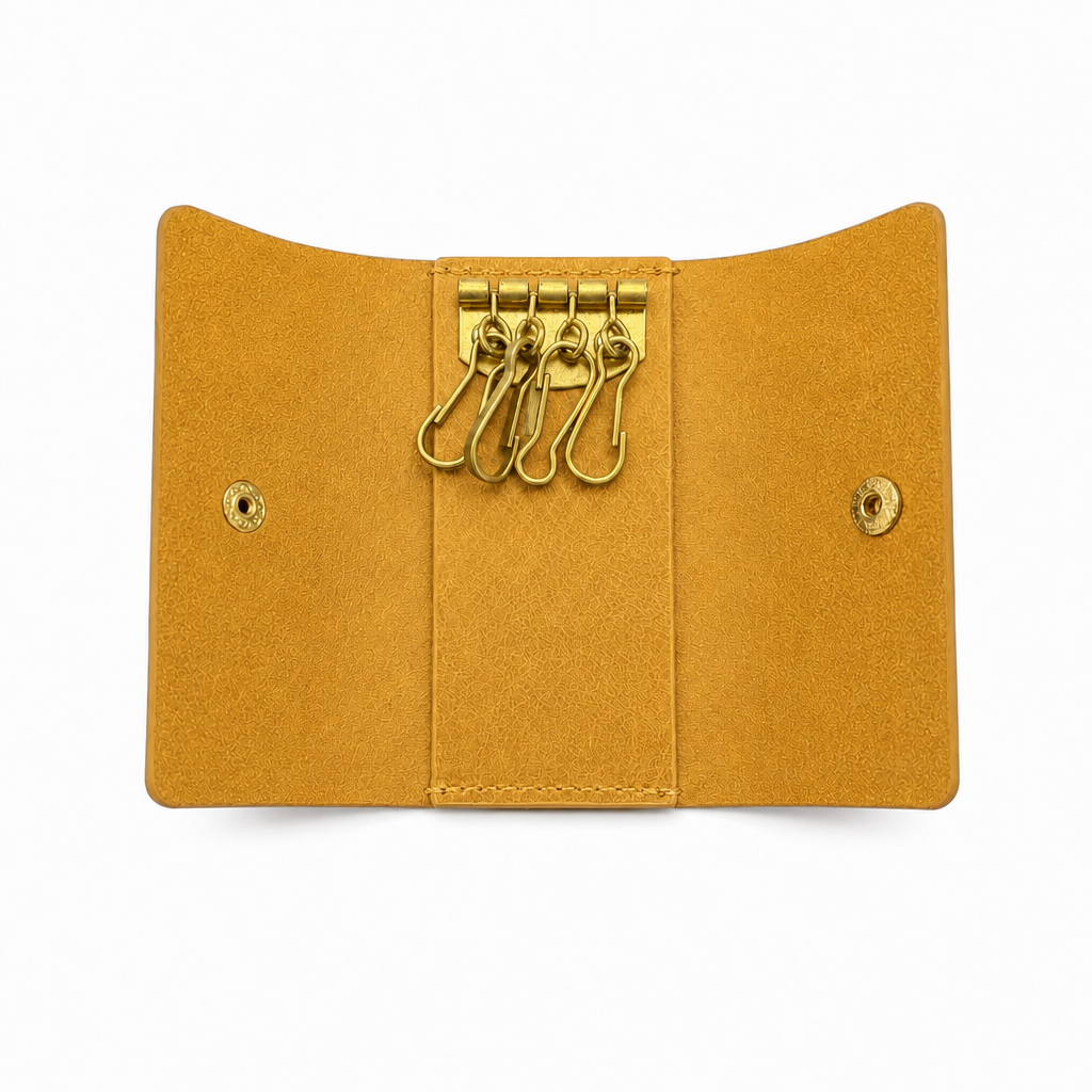 Handcrafted Vintage Leather Key Holder with Brass Hooks