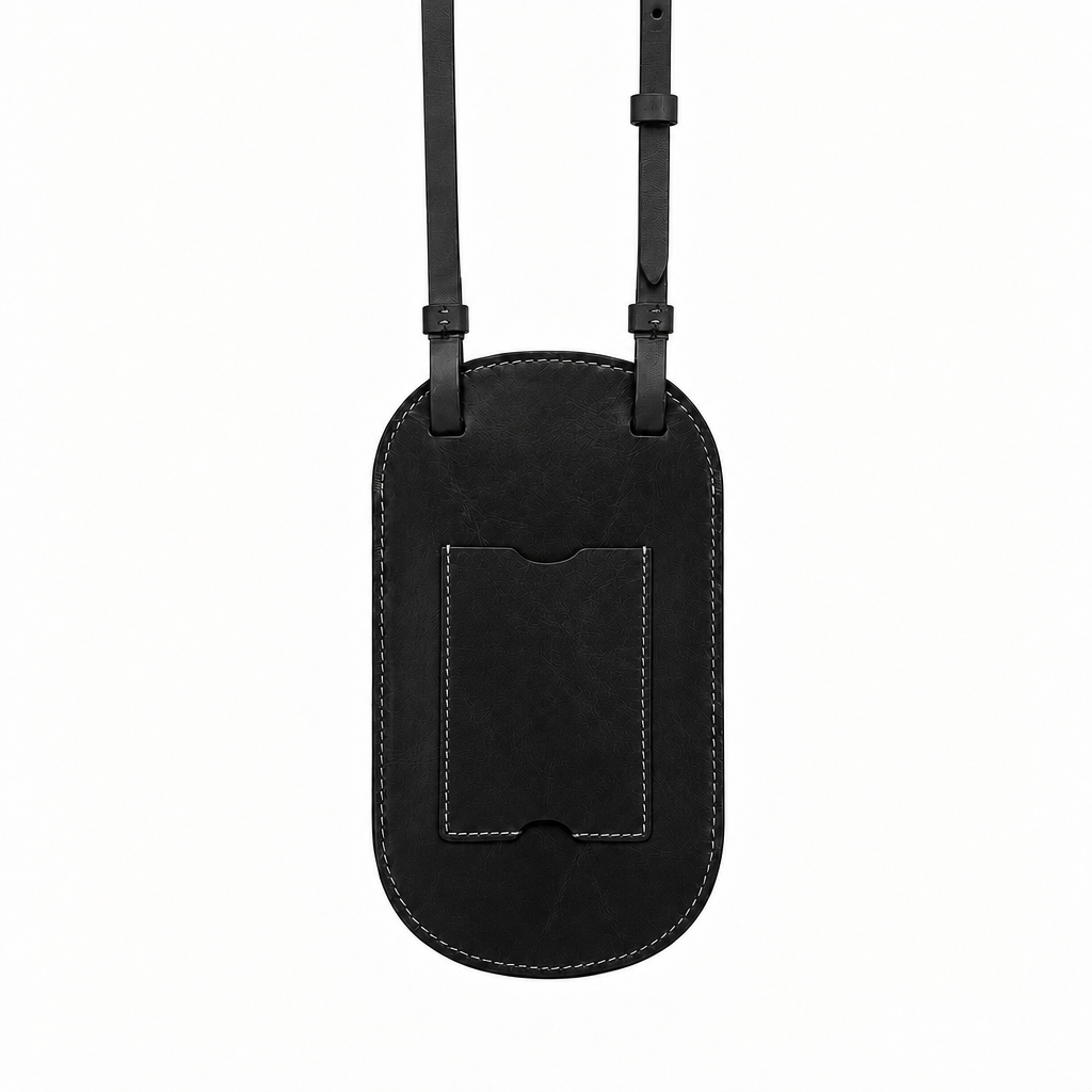 Handmade leather phone bag with shoulder strap